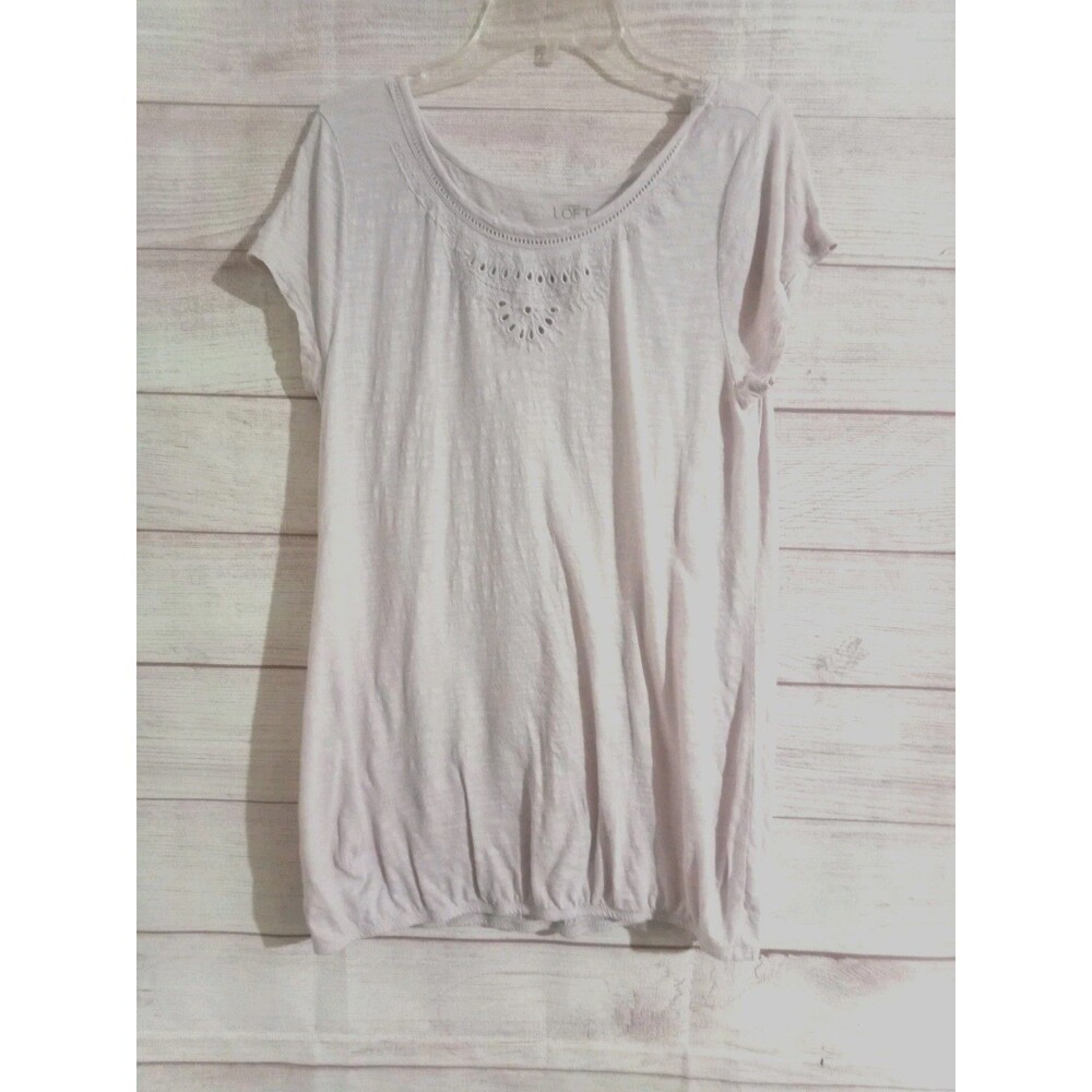 Ann Taylor Loft Shirt Size Small Pink Solid Short Sleeve Shirt Top Blouse